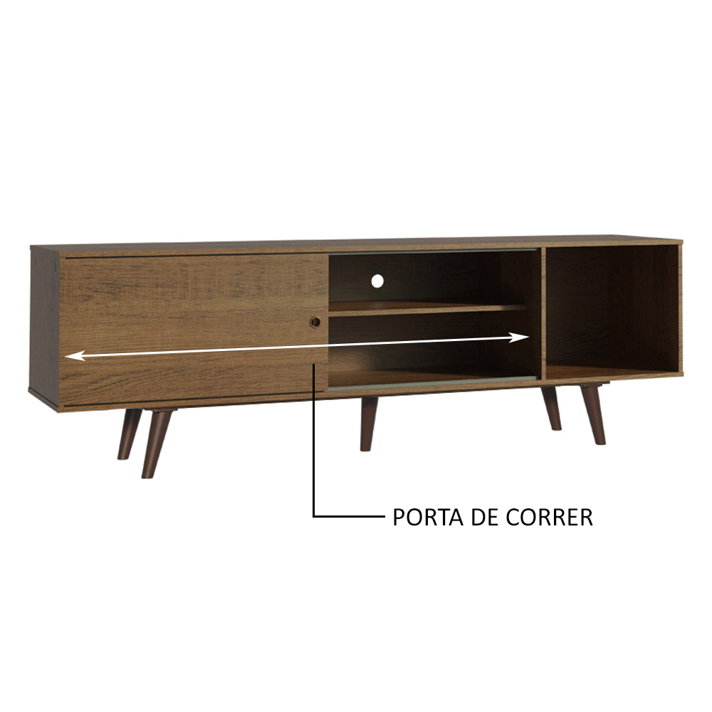 Rack Madesa Dubai para TV até 65 Polegadas com Pés - Rustic