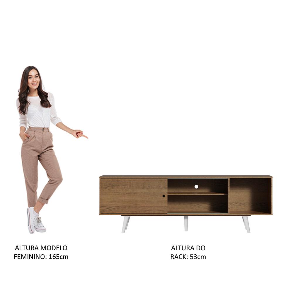 Rack Madesa Dubai para TV até 65 Polegadas com Pés - Rustic/Branco