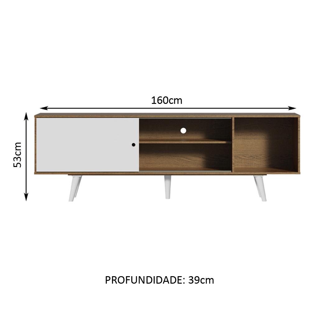 Rack Madesa Dubai para TV até 65 Polegadas com Pés - Rustic/Branco/Branco