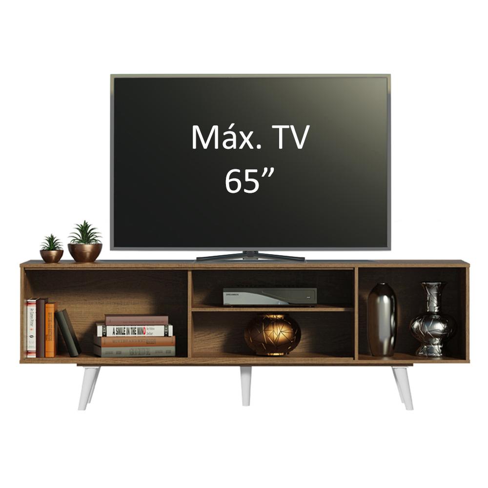 Rack Madesa Dubai para TV até 65 Polegadas com Pés - Rustic/Branco/Branco