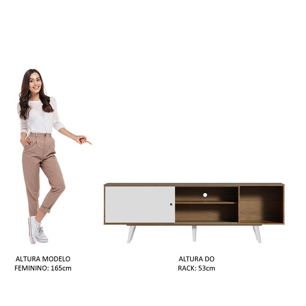 Rack Madesa Dubai para TV até 65 Polegadas com Pés - Rustic/Branco/Branco