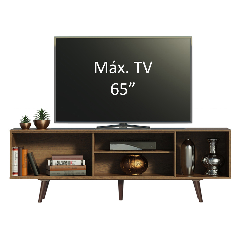 Rack Madesa Dubai para TV até 65 Polegadas com Pés - Rustic/Preto/Rustic