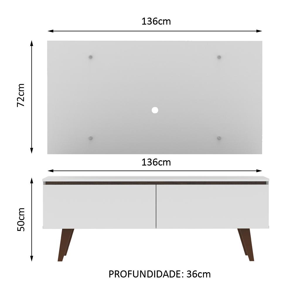 Rack Madesa Le Mans e Painel para TV até 55 Polegadas 2 Portas - Branco/Rustic