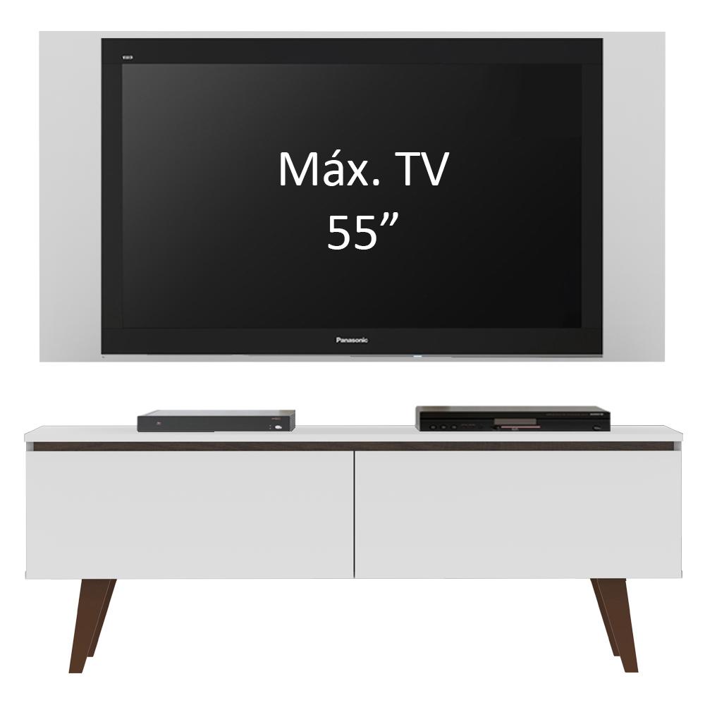 Rack Madesa Le Mans e Painel para TV até 55 Polegadas 2 Portas - Branco/Rustic