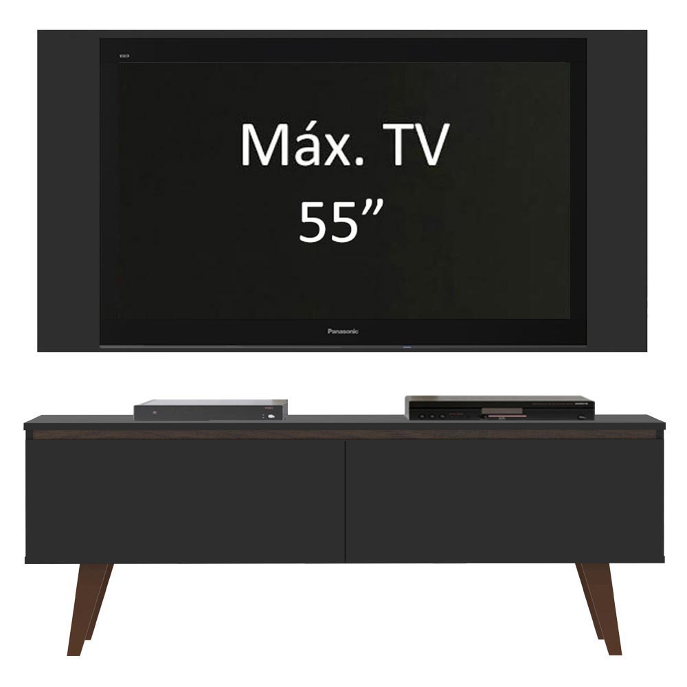 Rack Madesa Le Mans e Painel para TV até 55 Polegadas 2 Portas - Preto