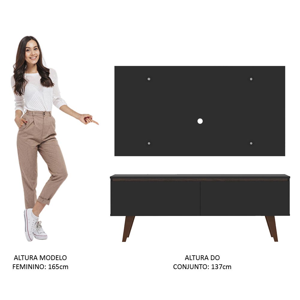 Rack Madesa Le Mans e Painel para TV até 55 Polegadas 2 Portas - Preto