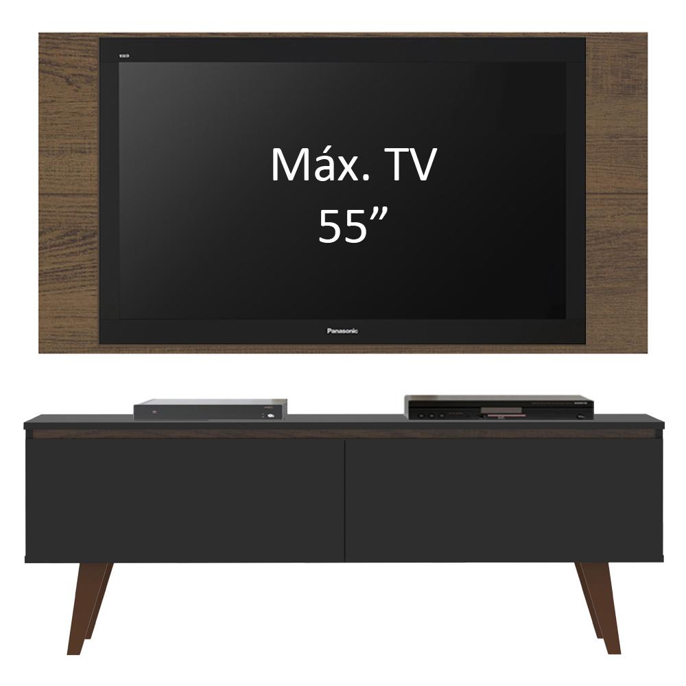 Rack Madesa Le Mans e Painel para TV até 55 Polegadas 2 Portas - Rustic/Preto