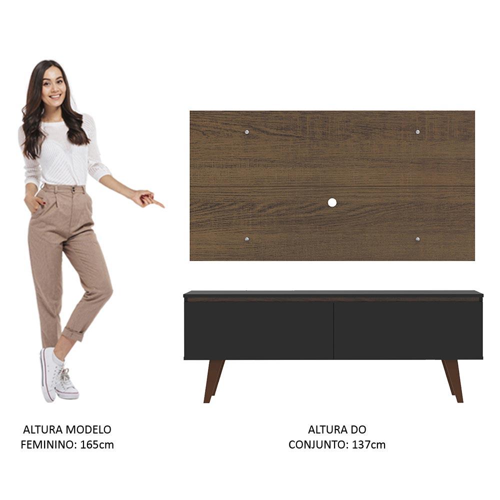 Rack Madesa Le Mans e Painel para TV até 55 Polegadas 2 Portas - Rustic/Preto