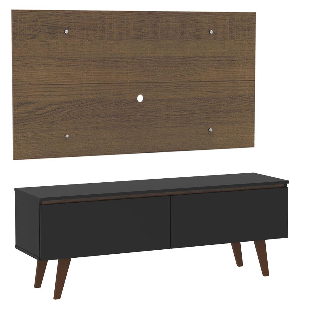 Rack Madesa Le Mans e Painel para TV até 55 Polegadas 2 Portas - Rustic/Preto