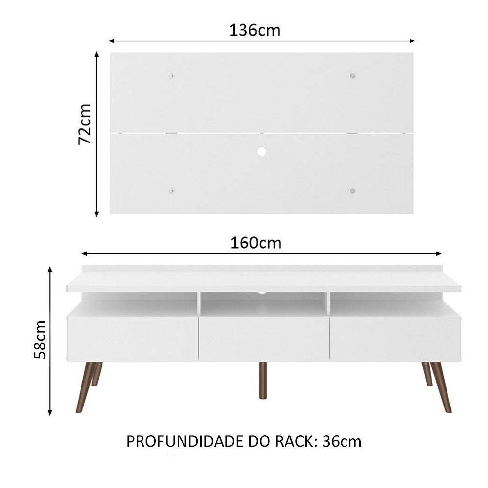 Rack Madesa Londres e Painel para TV até 55 Polegadas - Branco