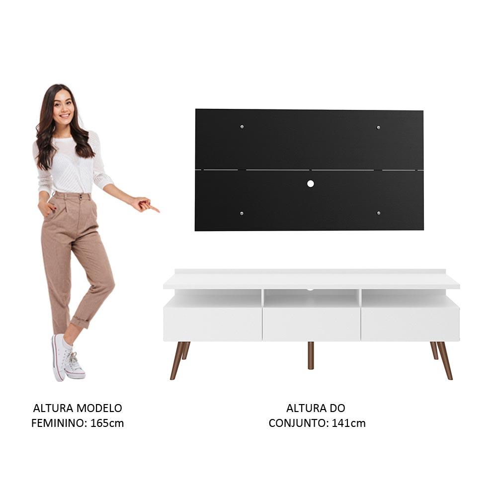 Rack Madesa Londres e Painel para TV até 55 Polegadas - Branco/Preto
