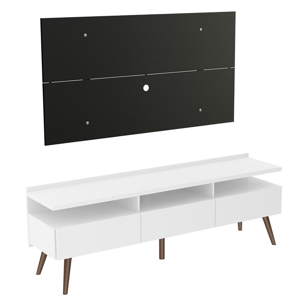 Rack Madesa Londres e Painel para TV até 55 Polegadas - Branco/Preto