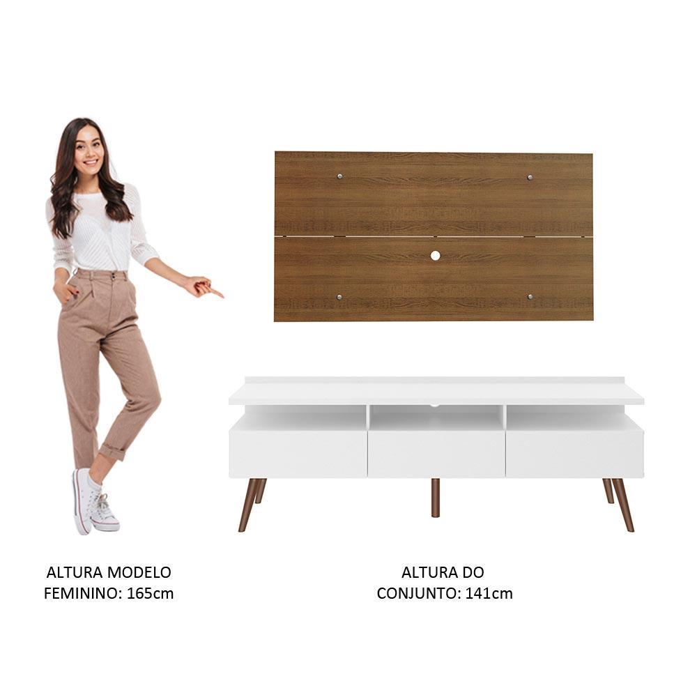 Rack Madesa Londres e Painel para TV até 55 Polegadas - Branco/Rustic