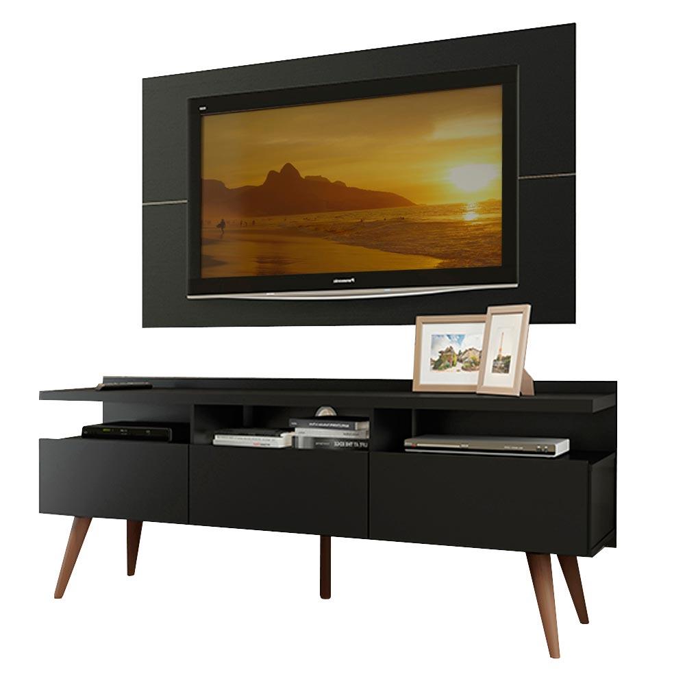 Rack Madesa Londres e Painel para TV até 55 Polegadas - Preto