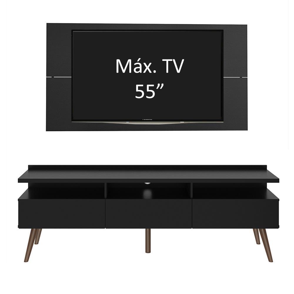 Rack Madesa Londres e Painel para TV até 55 Polegadas - Preto