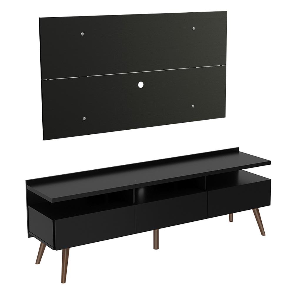 Rack Madesa Londres e Painel para TV até 55 Polegadas - Preto