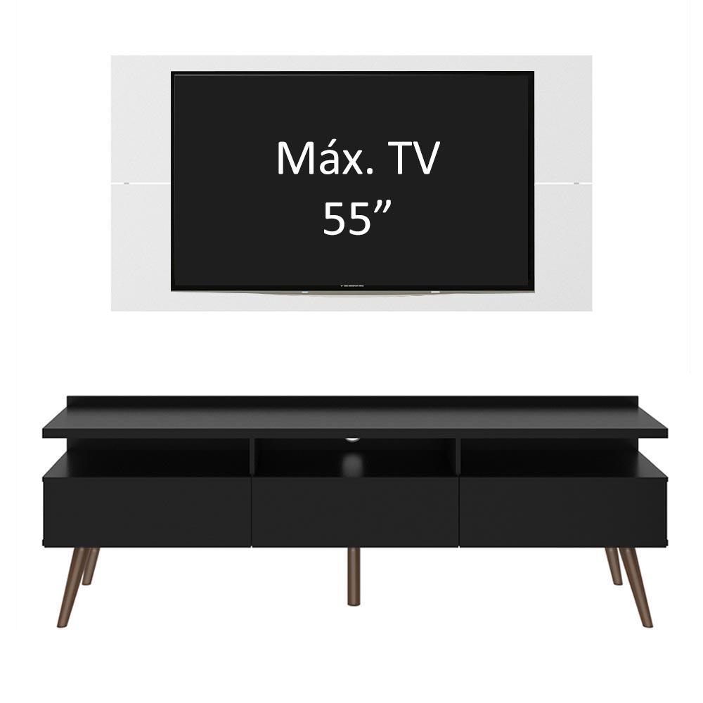 Rack Madesa Londres e Painel para TV até 55 Polegadas - Preto/Branco