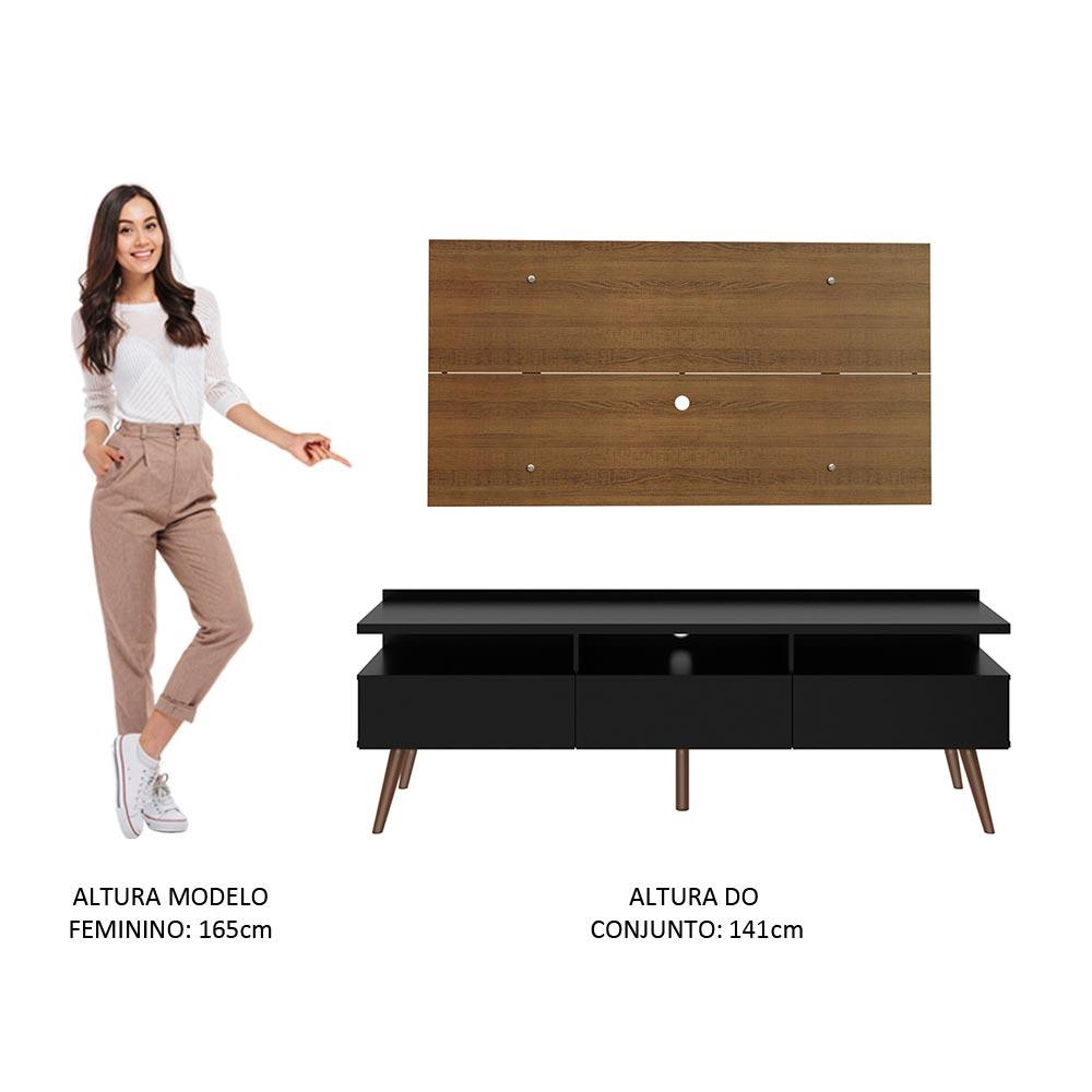 Rack Madesa Londres e Painel para TV até 55 Polegadas - Rustic/Preto