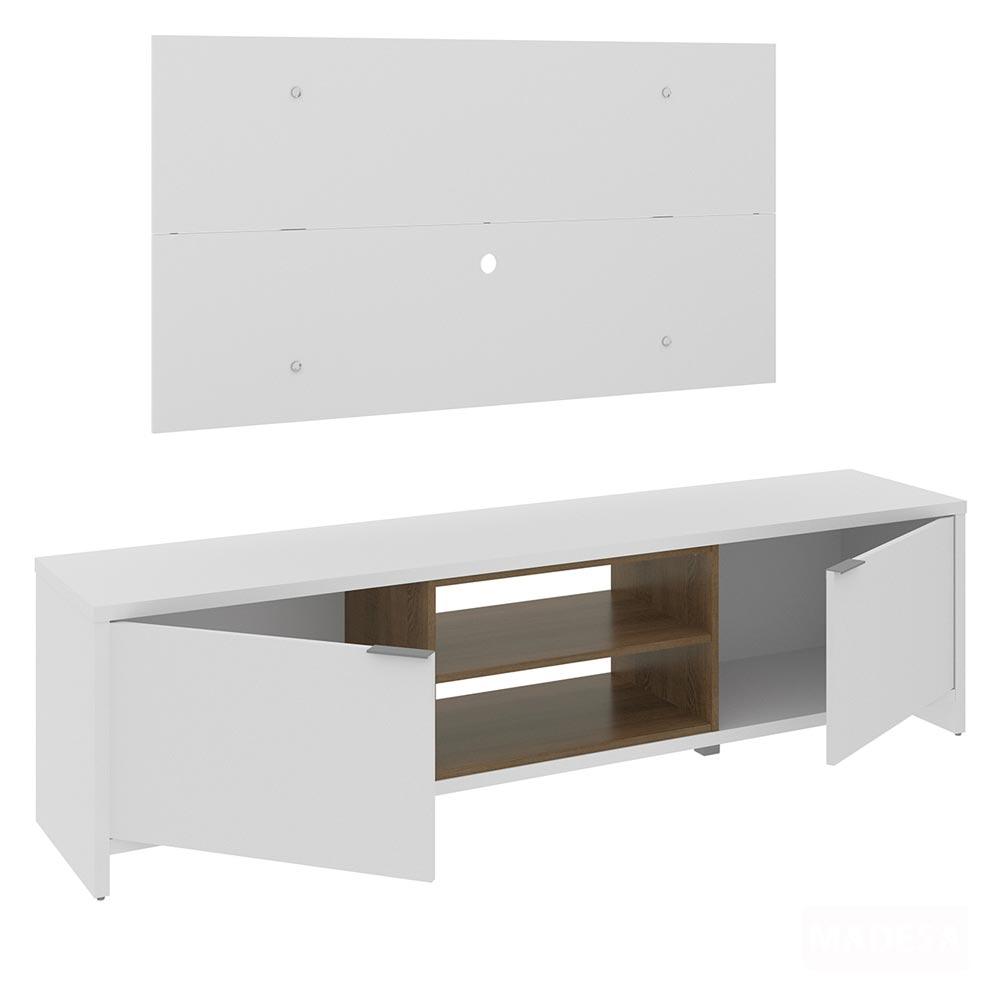 Rack Madesa Metz e Painel para TV até 55 Polegadas - Branco/Rustic