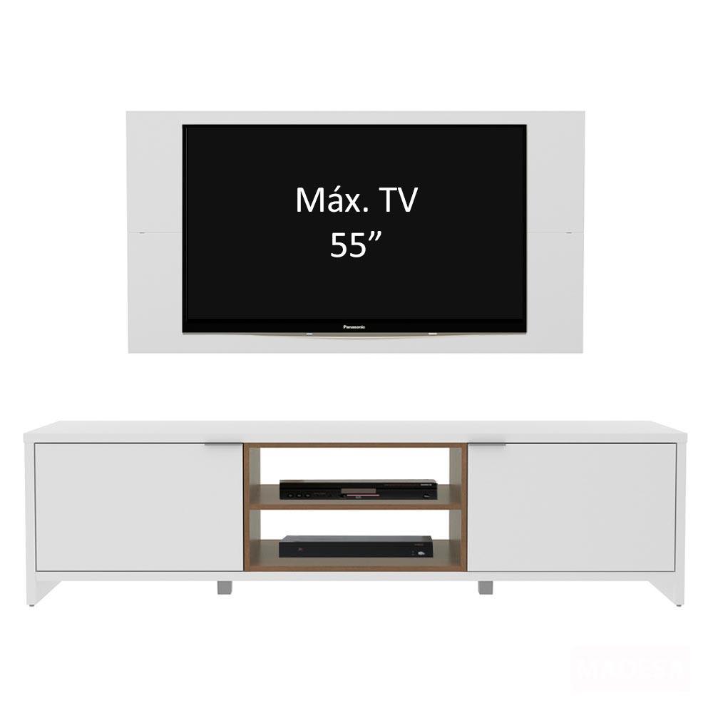 Rack Madesa Metz e Painel para TV até 55 Polegadas - Branco/Rustic