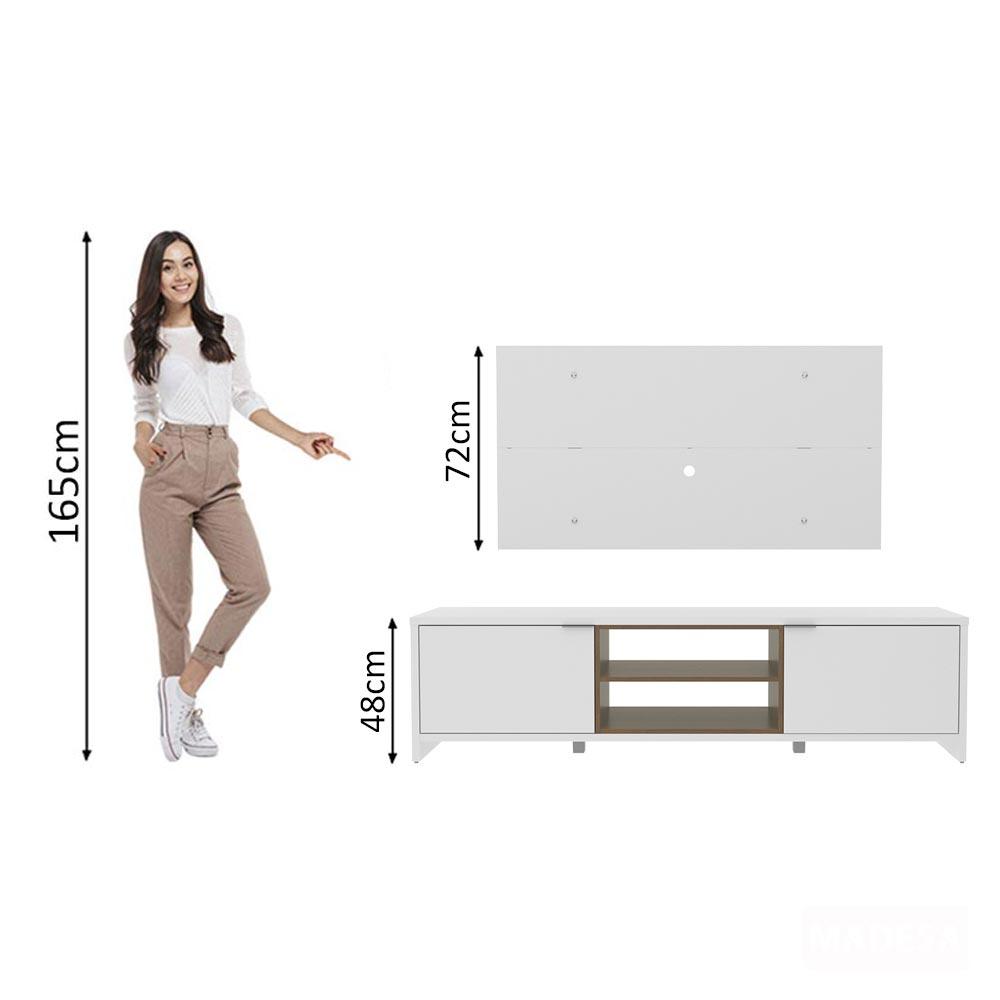 Rack Madesa Metz e Painel para TV até 55 Polegadas - Branco/Rustic
