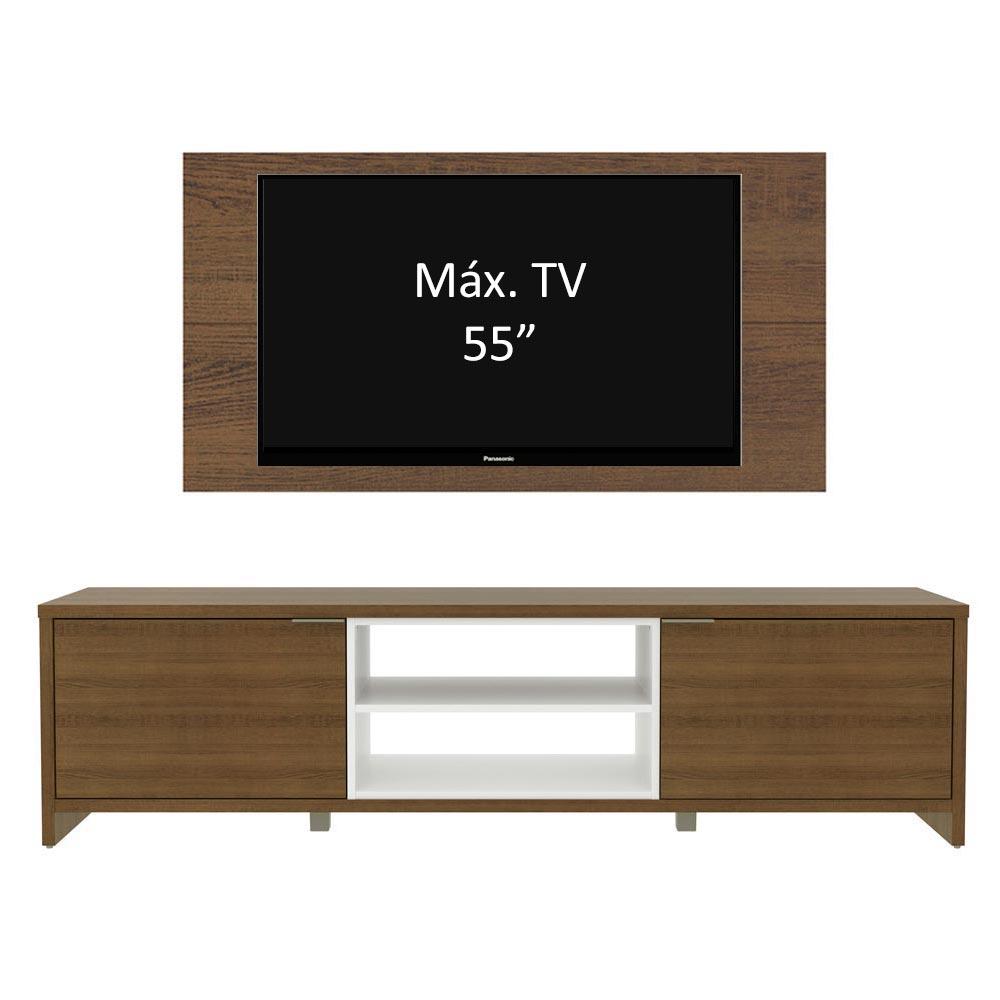 Rack Madesa Metz e Painel para TV até 55 Polegadas - Rustic/Branco/Rustic