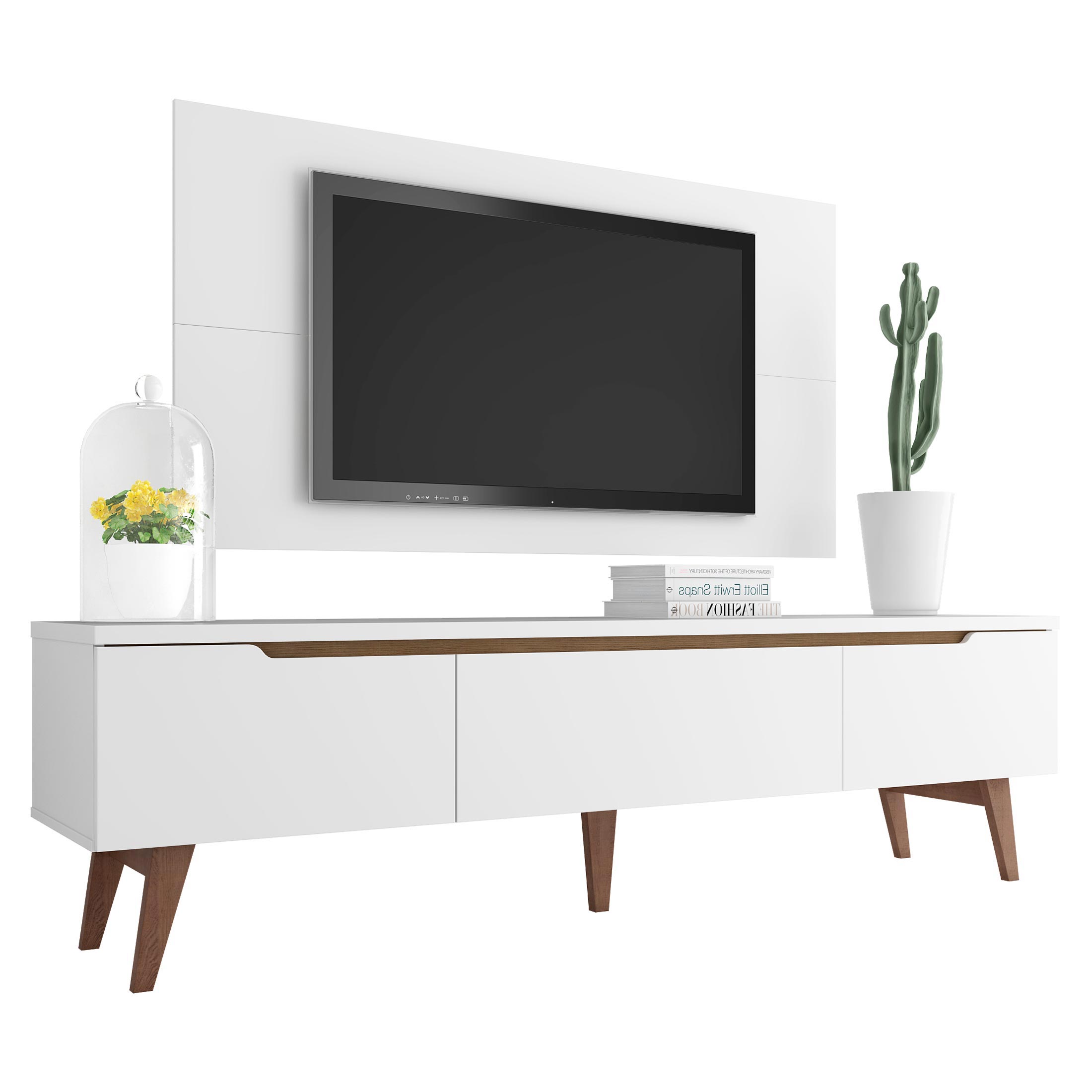 Rack Madesa Reims e Painel para TV até 55 Polegadas 2 Portas e 1 Gaveta - Branco