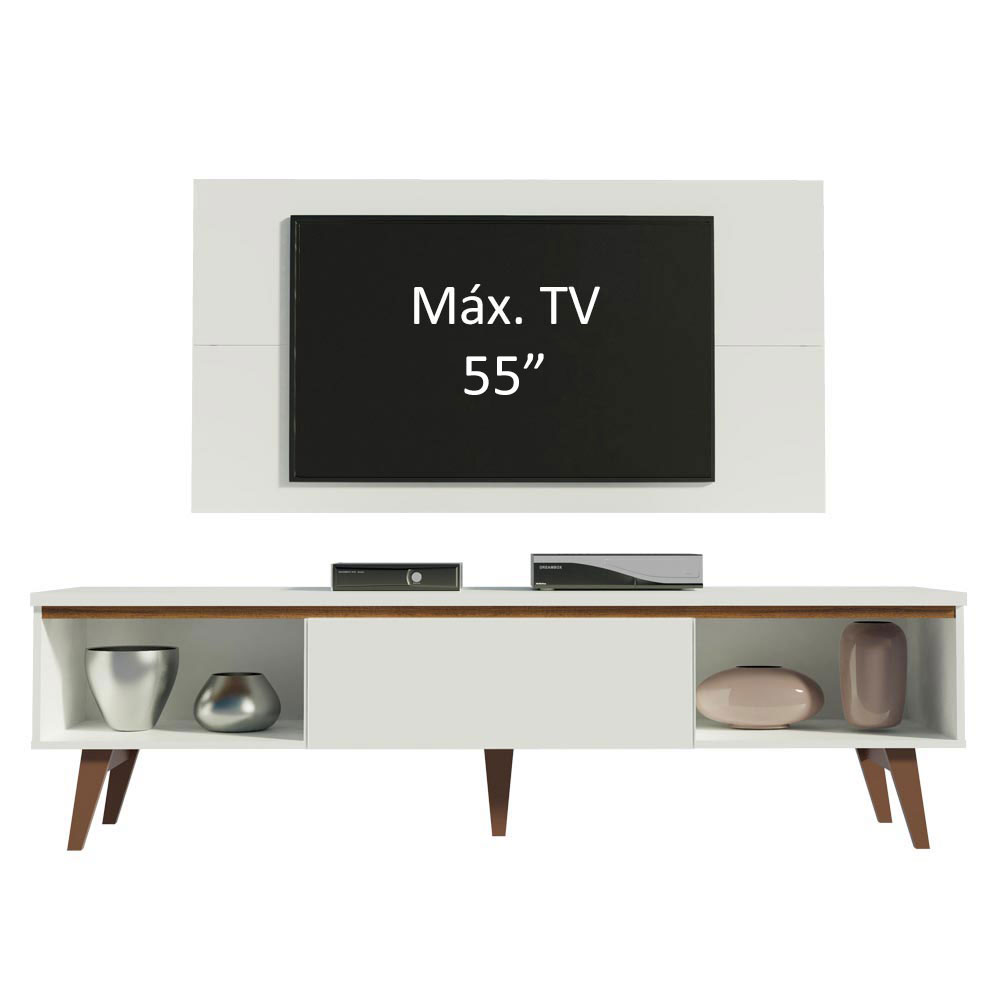 Rack Madesa Reims e Painel para TV até 55 Polegadas 2 Portas e 1 Gaveta - Branco