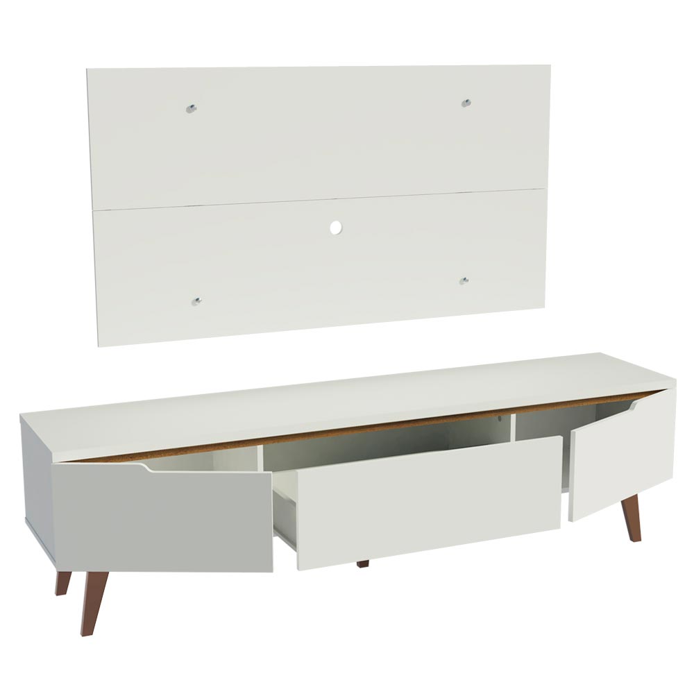 Rack Madesa Reims e Painel para TV até 55 Polegadas 2 Portas e 1 Gaveta - Branco