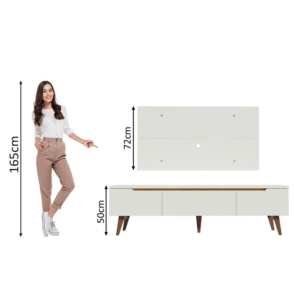 Rack Madesa Reims e Painel para TV até 55 Polegadas 2 Portas e 1 Gaveta - Branco
