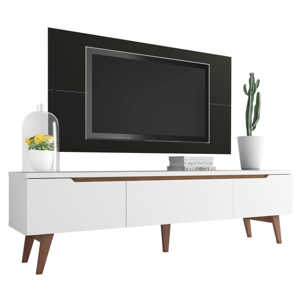 Rack Madesa Reims e Painel para TV até 55 Polegadas 2 Portas e 1 Gaveta - Branco/Preto