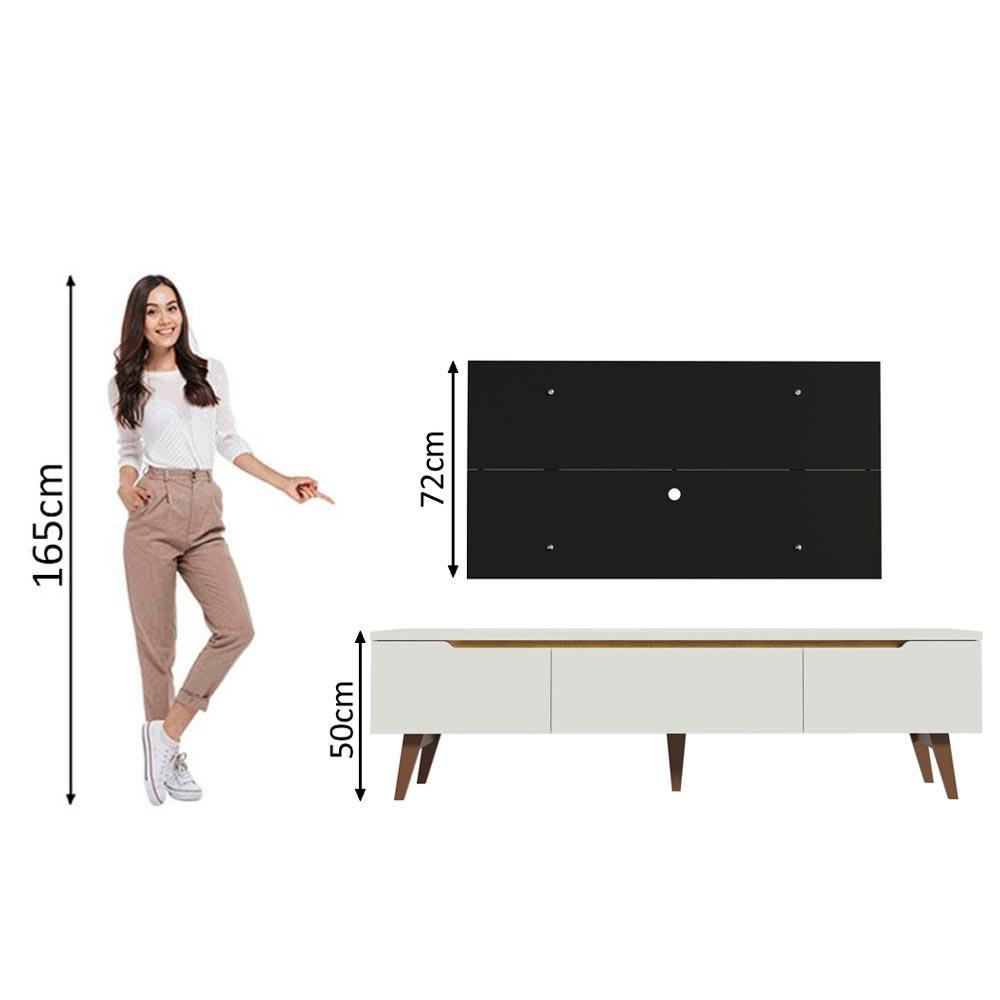 Rack Madesa Reims e Painel para TV até 55 Polegadas 2 Portas e 1 Gaveta - Branco/Preto
