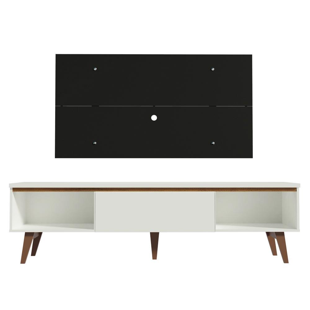Rack Madesa Reims e Painel para TV até 55 Polegadas 2 Portas e 1 Gaveta - Branco/Preto