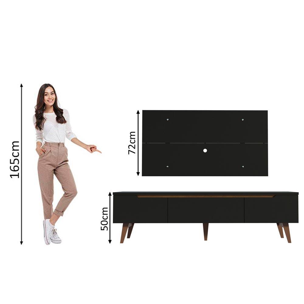 Rack Madesa Reims e Painel para TV até 55 Polegadas 2 Portas e 1 Gaveta - Preto