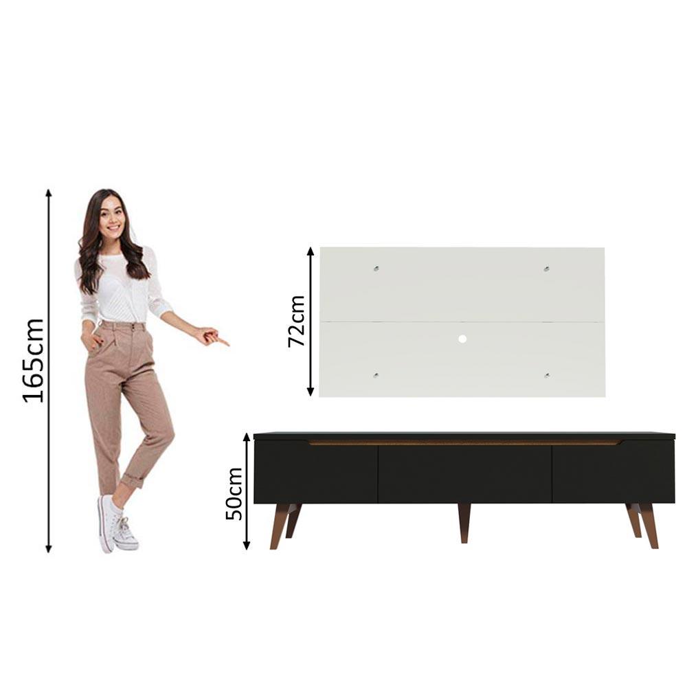 Rack Madesa Reims e Painel para TV até 55 Polegadas 2 Portas e 1 Gaveta - Preto/Branco