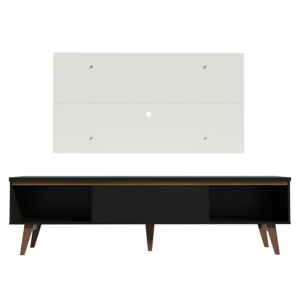 Rack Madesa Reims e Painel para TV até 55 Polegadas 2 Portas e 1 Gaveta - Preto/Branco