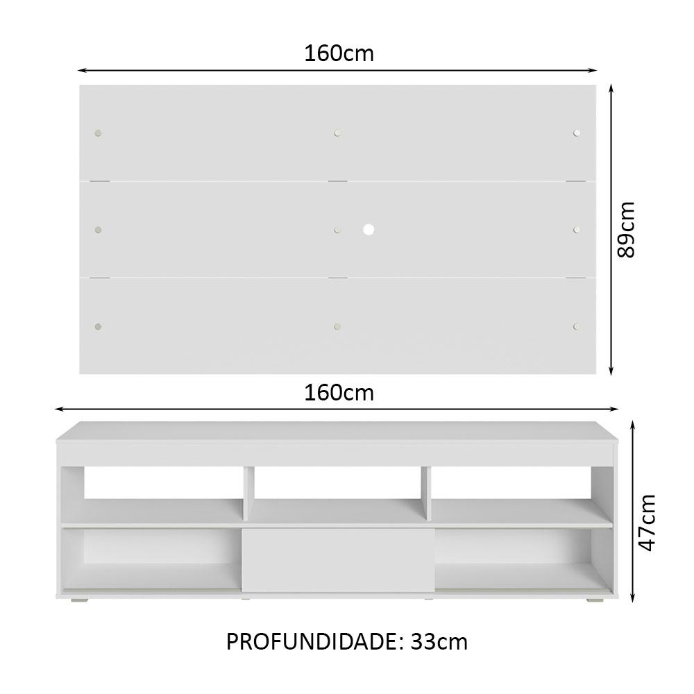 Rack com Painel para TV até 65 Polegadas Branco Orlando Madesa