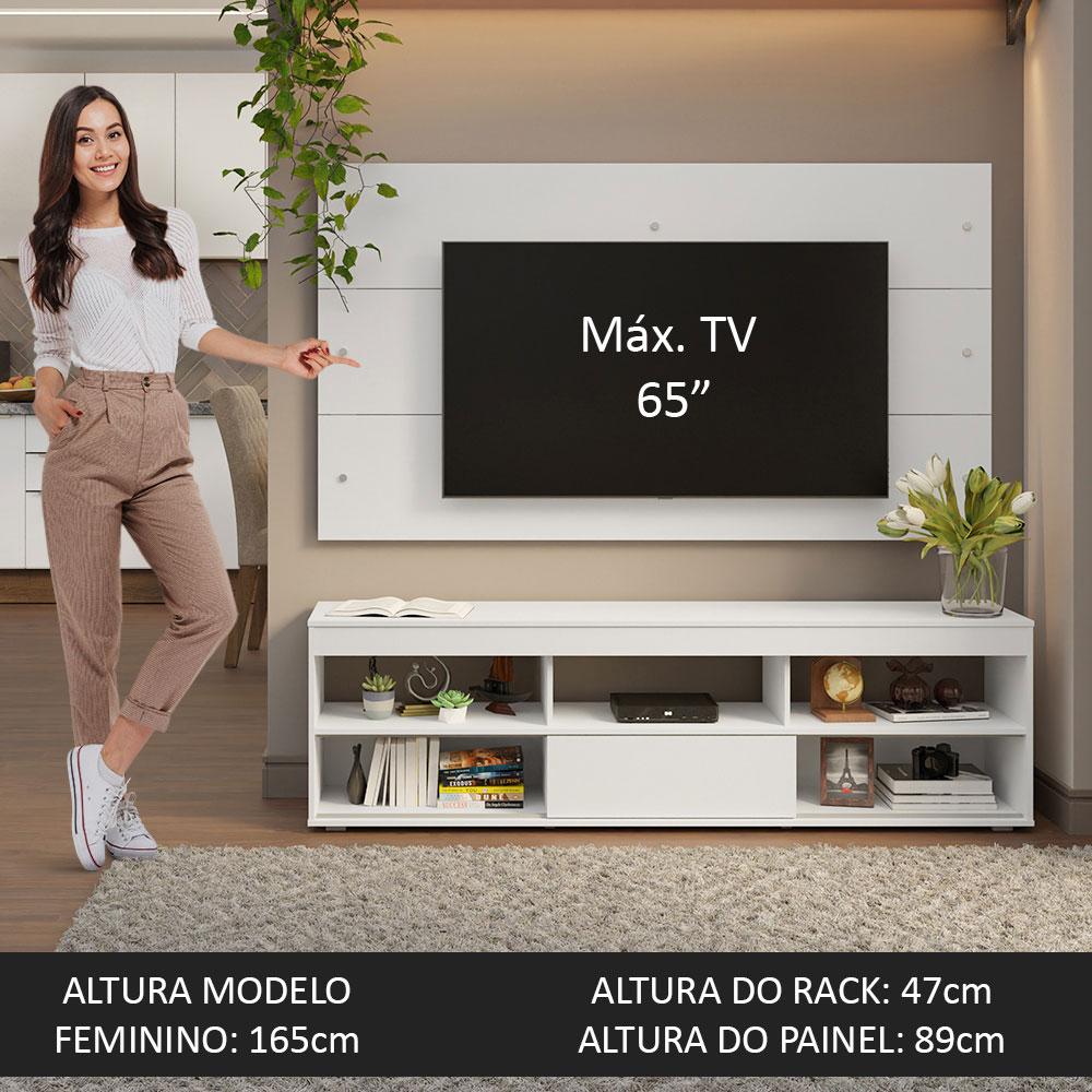 Rack com Painel para TV até 65 Polegadas Branco Orlando Madesa