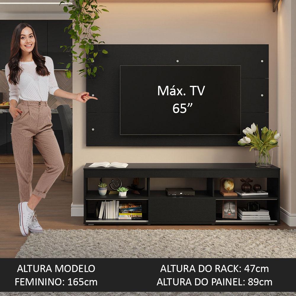 Rack com Painel para TV até 65 Polegadas Preto Madesa