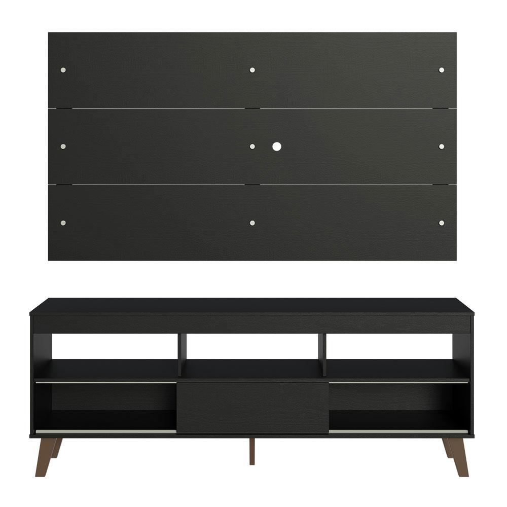 Rack com Painel para TV até 65 Polegadas com Pés Preto Texas Madesa