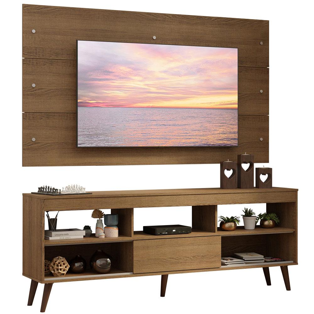 Rack com Painel para TV até 65 Polegadas com Pés Rustic Detroit Madesa