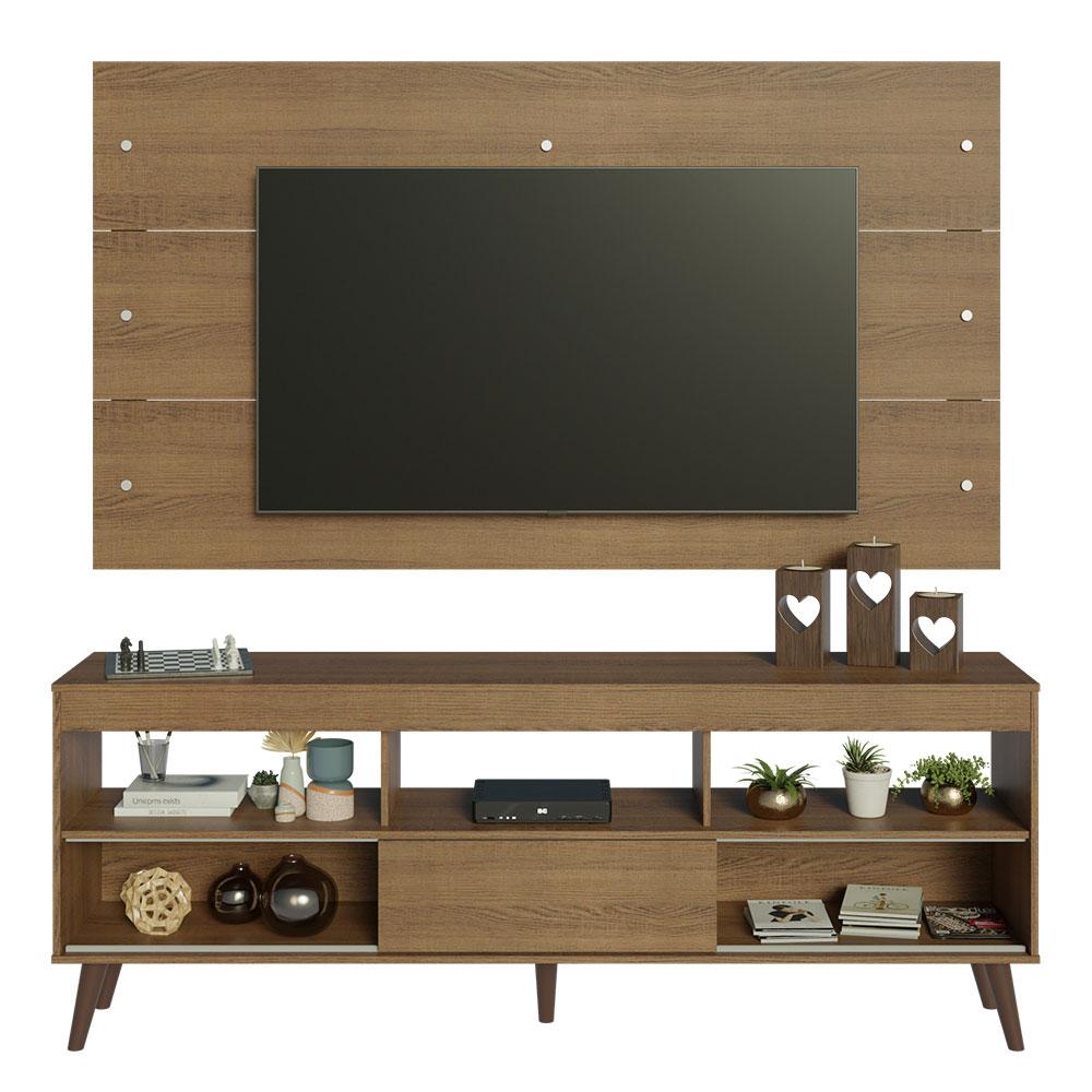 Rack com Painel para TV até 65 Polegadas com Pés Rustic Detroit Madesa