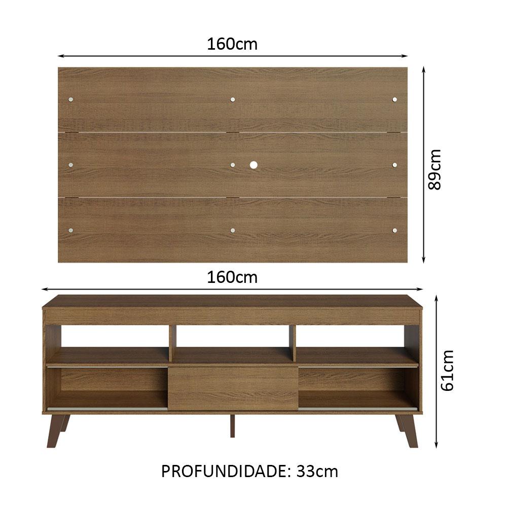 Rack com Painel para TV até 65 Polegadas com Pés Rustic Texas Madesa
