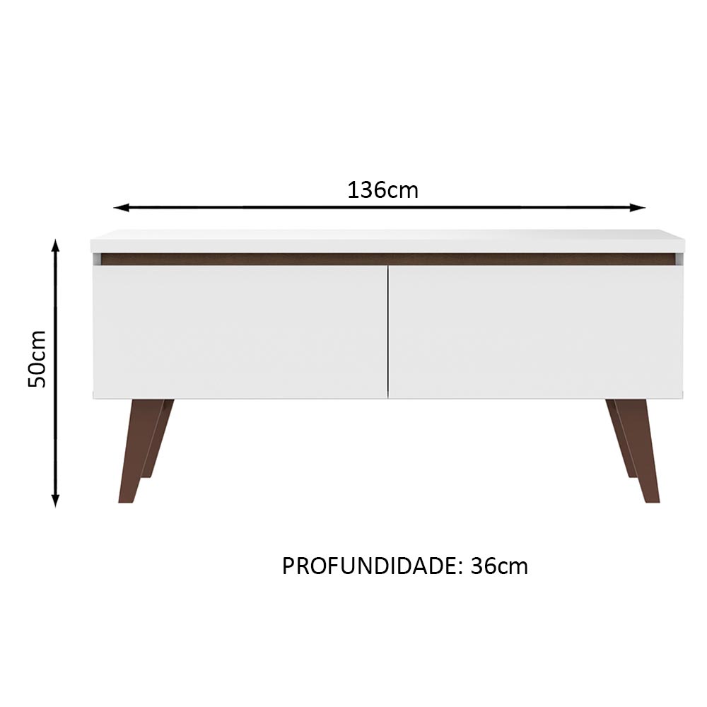 Rack para TV até 55 Polegadas Madesa Le Mans com 2 Portas - Branco/Rustic