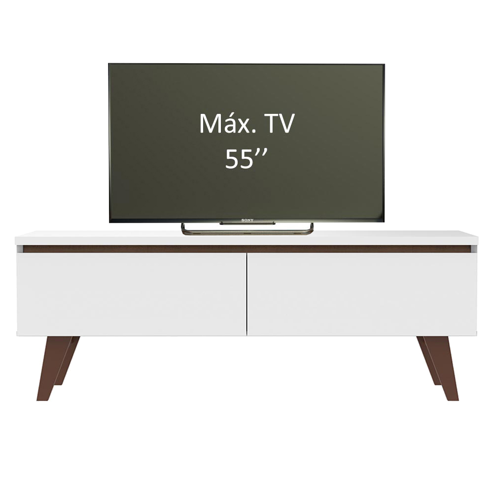 Rack para TV até 55 Polegadas Madesa Le Mans com 2 Portas - Branco/Rustic
