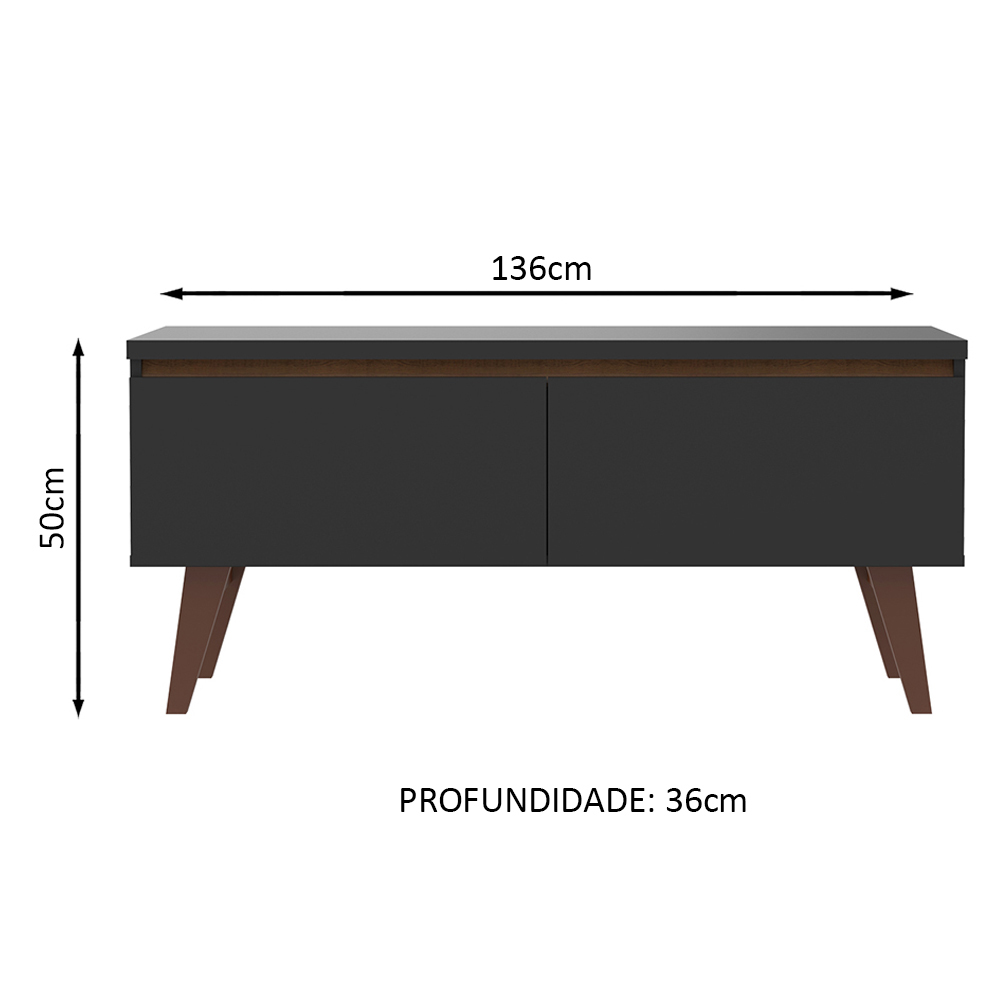 Rack para TV até 55 Polegadas Madesa Le Mans com 2 Portas - Preto/Rustic