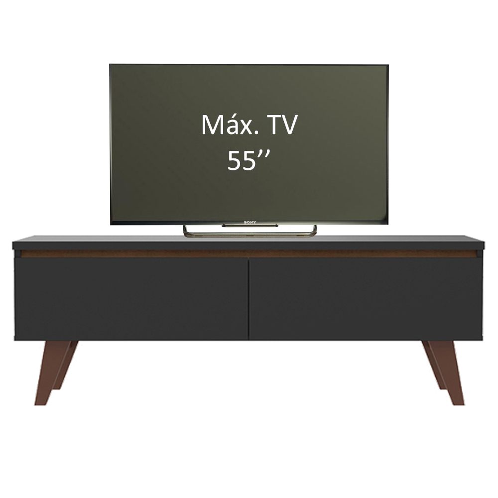 Rack para TV até 55 Polegadas Madesa Le Mans com 2 Portas - Preto/Rustic