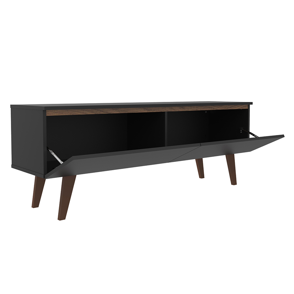 Rack para TV até 55 Polegadas Madesa Le Mans com 2 Portas - Preto/Rustic