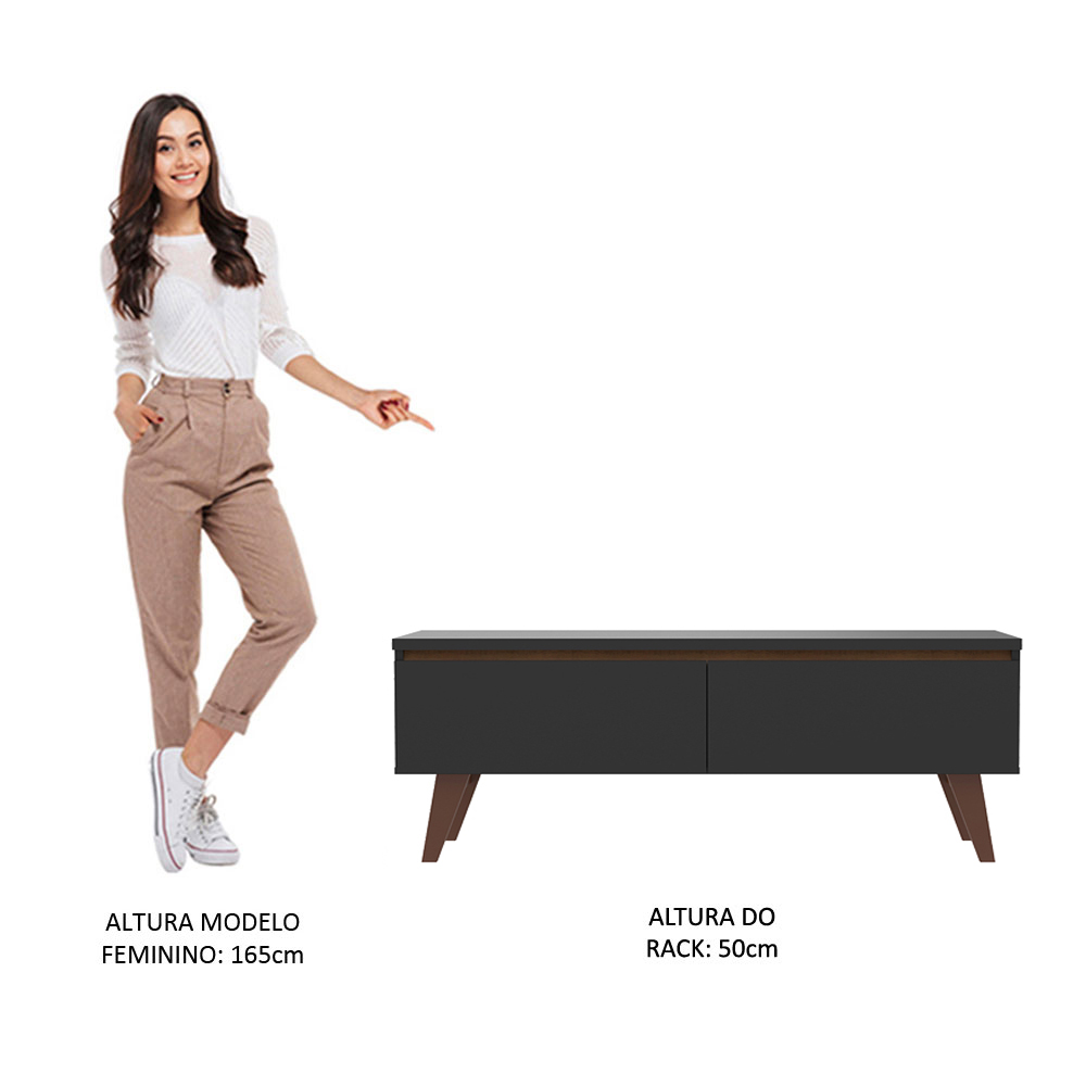 Rack para TV até 55 Polegadas Madesa Le Mans com 2 Portas - Preto/Rustic