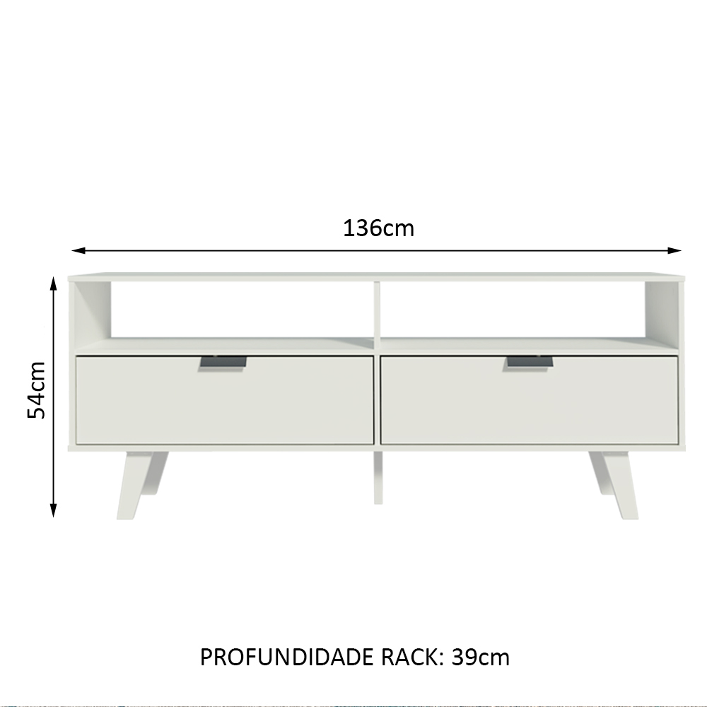 Rack para TV até 55 Polegadas Madesa Oslo com 2 Portas - Branco